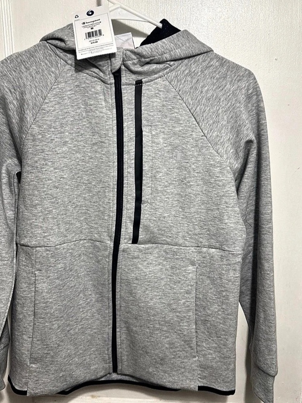 Champion Double Knit Zip Up Hoodie Boys Gray Hoodie Size Medium NWT